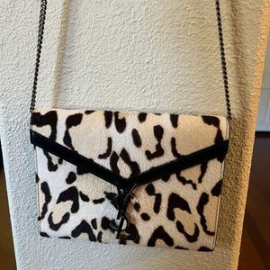 YSL Cassandra Leopard Print Calf Hair cross body WOC!!